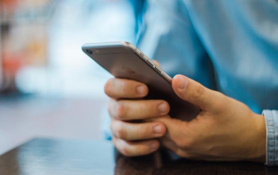 Hands of person holding smartphone