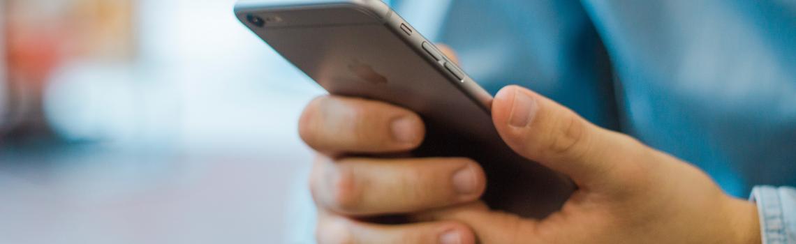 Hands of person holding smartphone